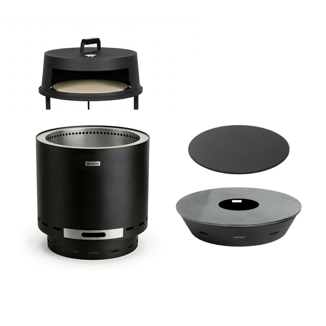Sæt: Skara + låg + grill med grillplade + pizzovnsindsats